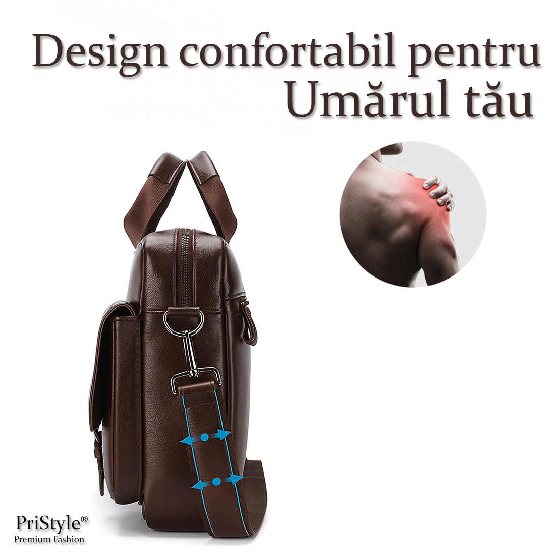Geanta Business Multifunctionala, pentru Laptop si Documente, din Piele Naturala Premium, pentru Barbati, cu Bretea Regl