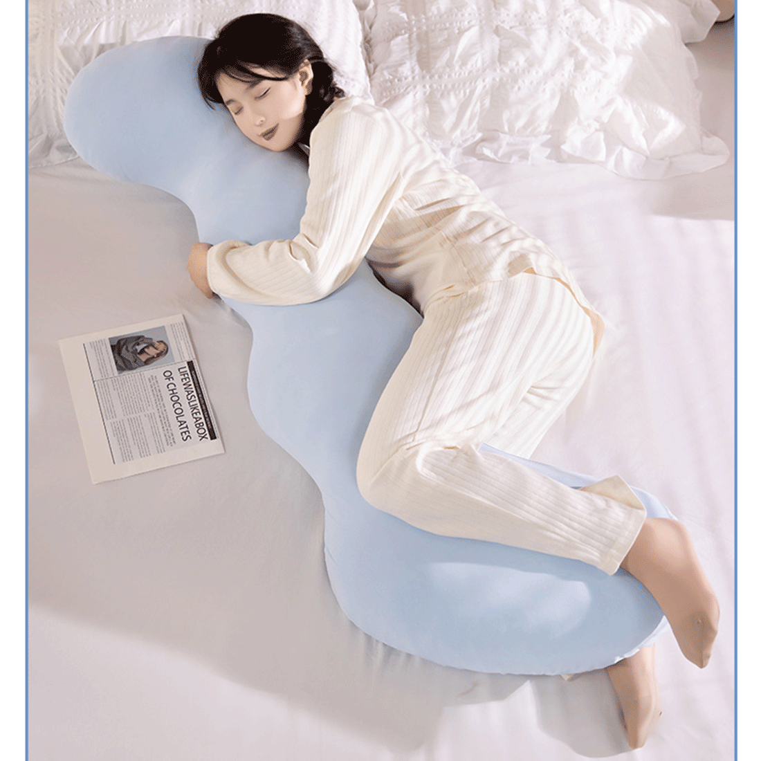Perna pentru Corp Tip Body Pillow pentru Dormit Lateral, cu Efect Racoritor, Design Ergonomic, Suport pentru Spate