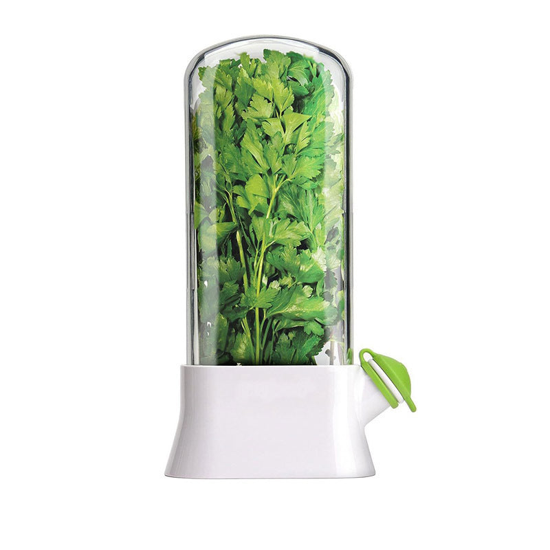 Suport pentru Pastrarea Plantelor Proaspete la Frigider cu Capac Transparent, Recipient pentru Mentinerea Prospetimii Pl