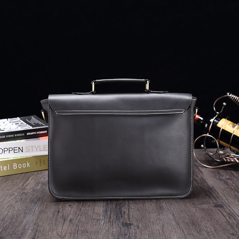 Geanta Business Premium, Tip Servieta, cu Doua Catarame Metalice, Compartiment Laptop, Curea Reglabila, Ideala pentru Of
