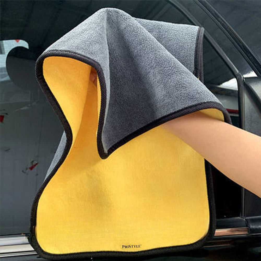 Laveta Auto, Pentru Uscare dupa Spalare Masina, Prosop Microfibra Absorbant 60x40, Reutilizabil 200 Spalari, Galben/Gri,