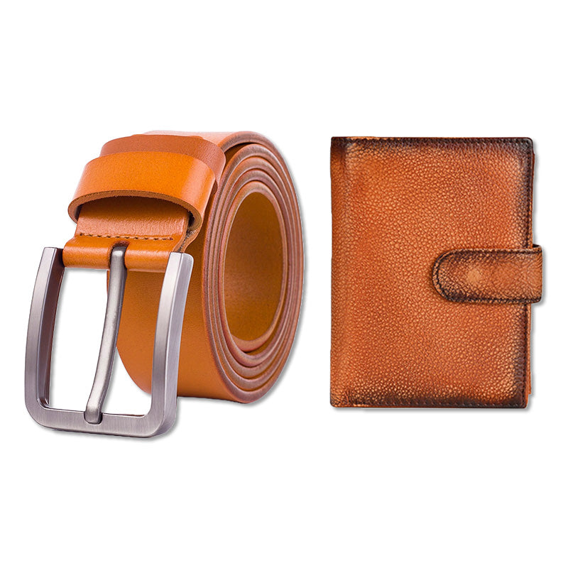 Set Portofel pentru Barbati din Piele Naturala de Calitate Superioara si Curea, Elegant si Durabil, 20 buzunare, cu Dubl