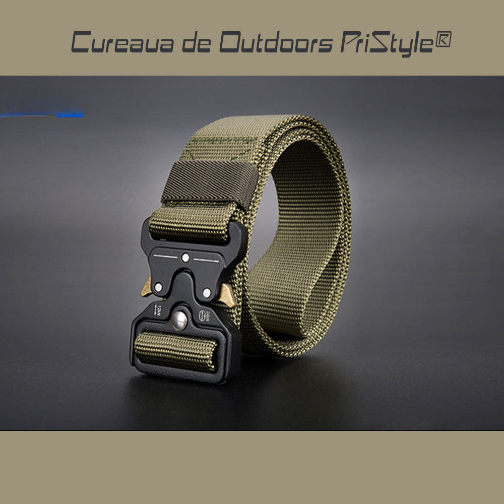 Pachet Teaca si Curea pentru Prindere Briceag sau Cutit Pliabil la Brau, Verde Masliniu, PriStyle®, 120cm