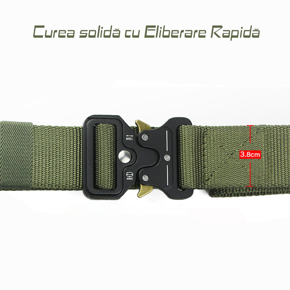 Pachet Teaca si Curea pentru Prindere Briceag sau Cutit Pliabil la Brau, Verde Masliniu, PriStyle®, 120cm