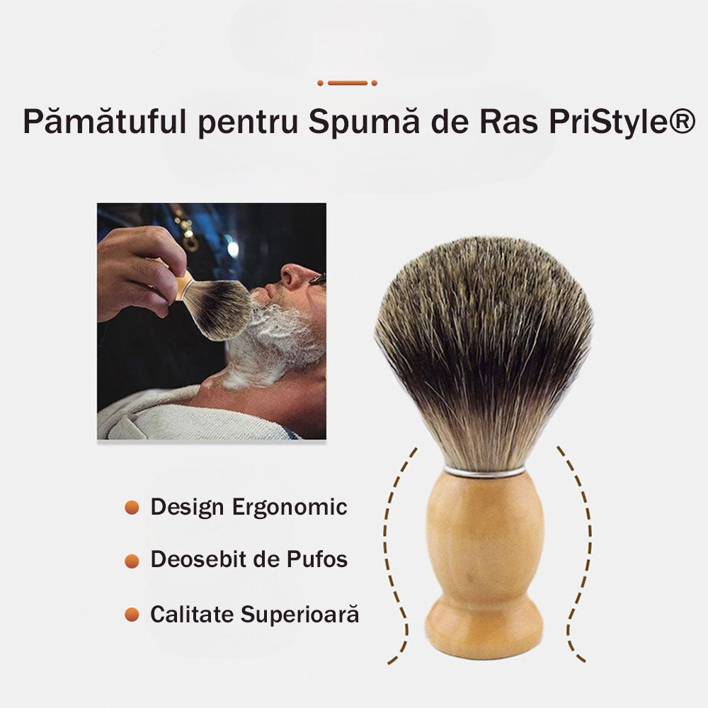 Pamatuf de Ras, pentru Spuma de Barbierit, pentru Brici sau Aparat de Ras Clasic cu Lame, PriStyle®