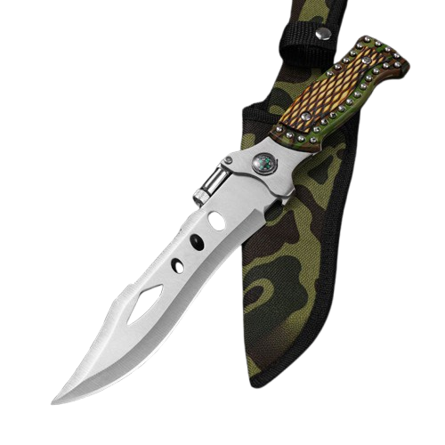 Cutit Cu Teaca, Perfect pentru Camping, Supravietuire sau Bushcraft, 29 cm, Camuflaj, PriStyle®