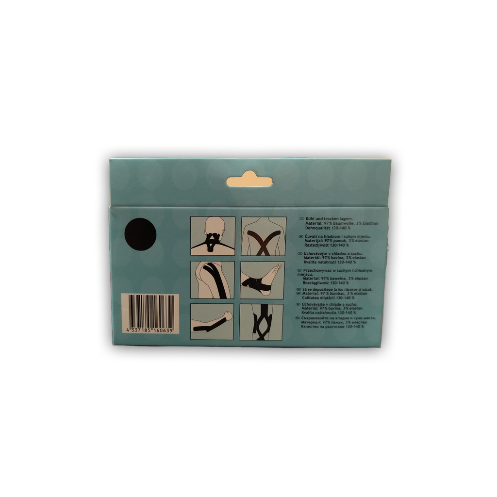 Banda Kinesiologica Pentru Sportivi, 10m x 5cm, 130-140%, Negru