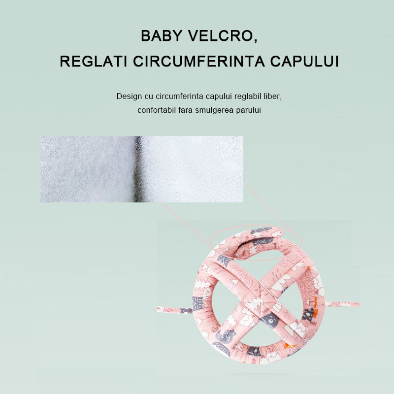 Casca de protectie pentru copii, Ajustabila, Bumbac, 6-36luni, Roz