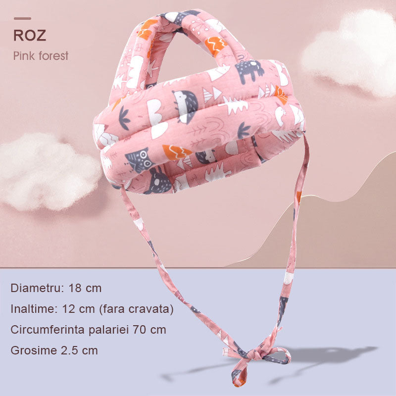 Casca de protectie pentru copii, Ajustabila, Bumbac, 6-36luni, Roz