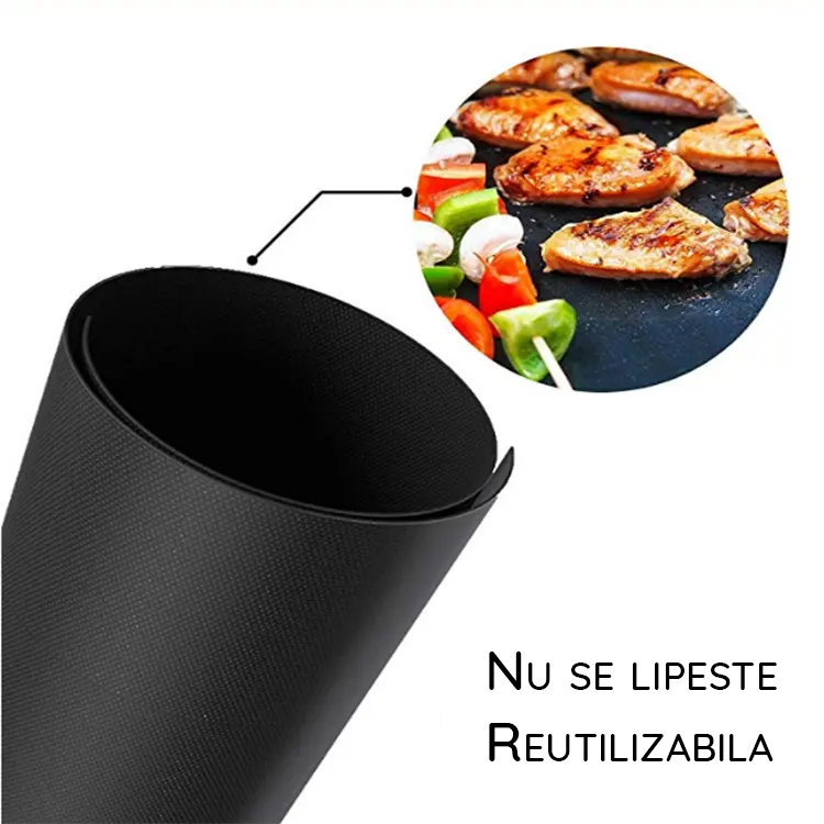 Set 5 Folii Protectie Gratar PriStyle, Antiaderente, Reutilizabile, 40x33cm, PTFE