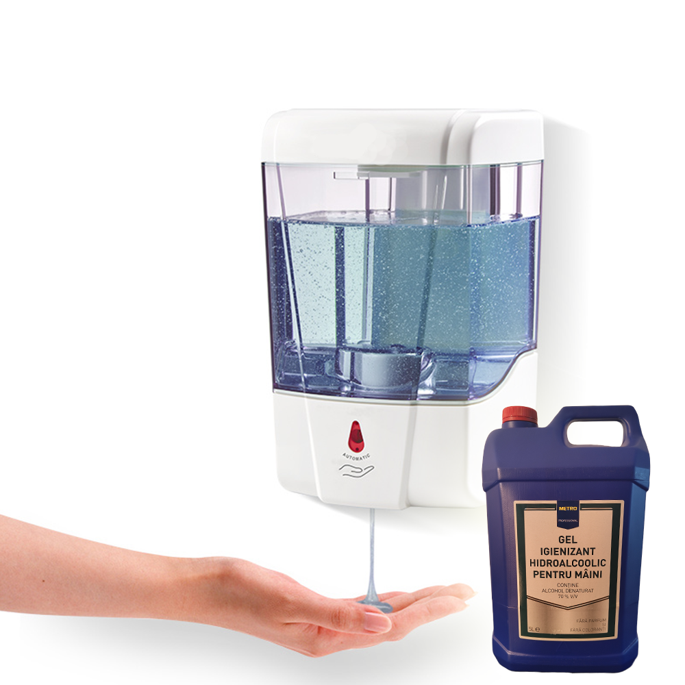 Gel igienizant pentru maini cu alcool fara parfum, rezerva dozator dezinfectant, 5l, Metro Professional