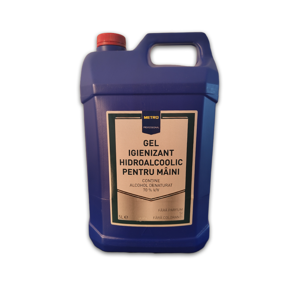 Gel igienizant pentru maini cu alcool fara parfum, rezerva dozator dezinfectant, 5l, Metro Professional