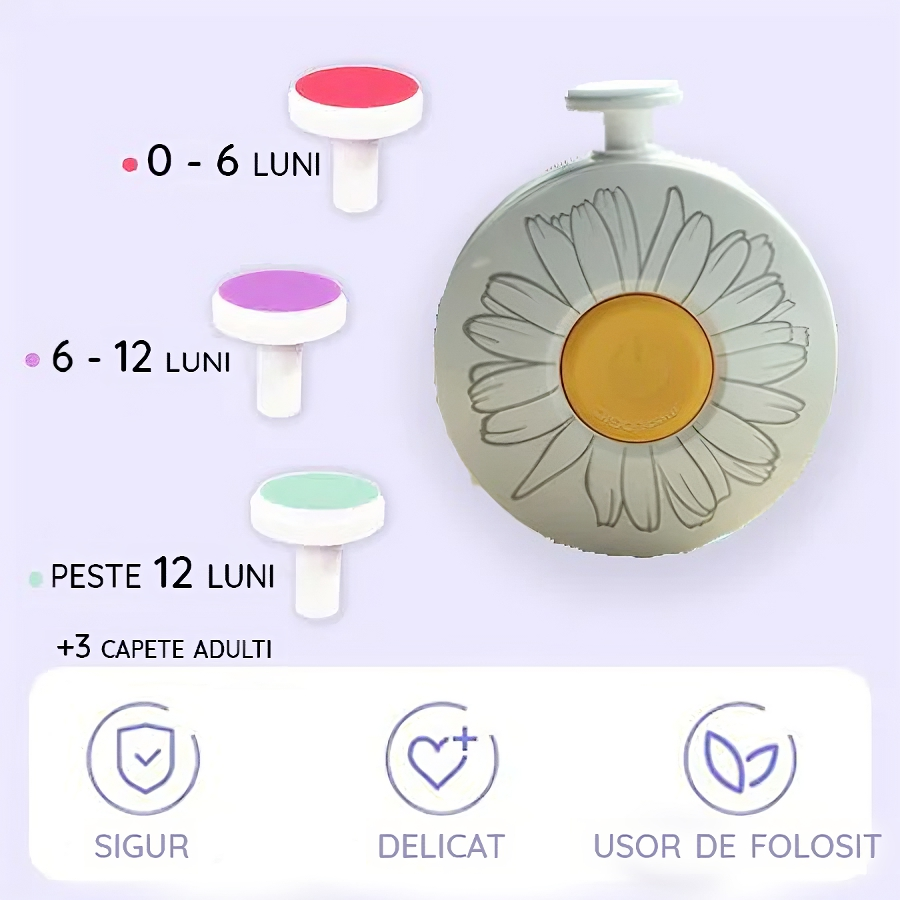 Pila Electrica de Unghii Silentioasa, Nedureroasa, unghiera electrica pentru Bebelusi, Copii si Adulti, Foarte Sigura, 6