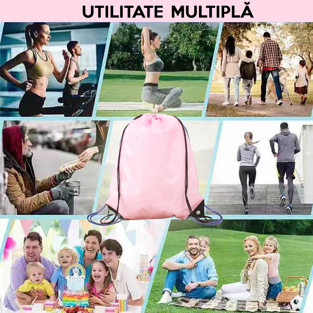 Rucsac pentru echipament de fitness, pentru incaltaminte de sport sau haine de schimb, 42x34cm, Poliester, PriStyle - 65