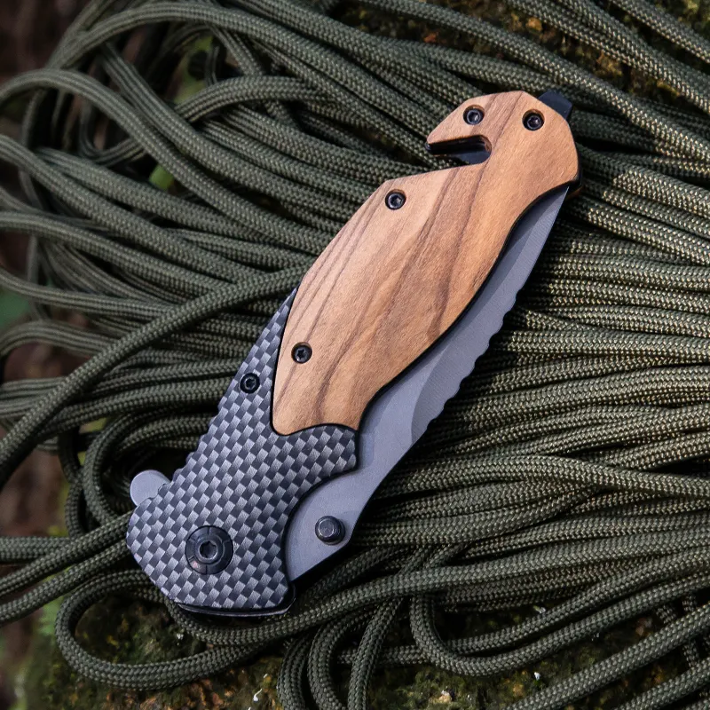 Cutit Premium Pliabil tip briceag, Cu Blocare Lama, pentru camping, vanatoare, supravietuire si bushcraft, Maner de Masl