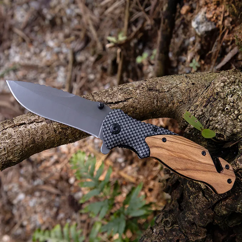 Cutit Premium Pliabil tip briceag, Cu Blocare Lama, pentru camping, vanatoare, supravietuire si bushcraft, Maner de Masl