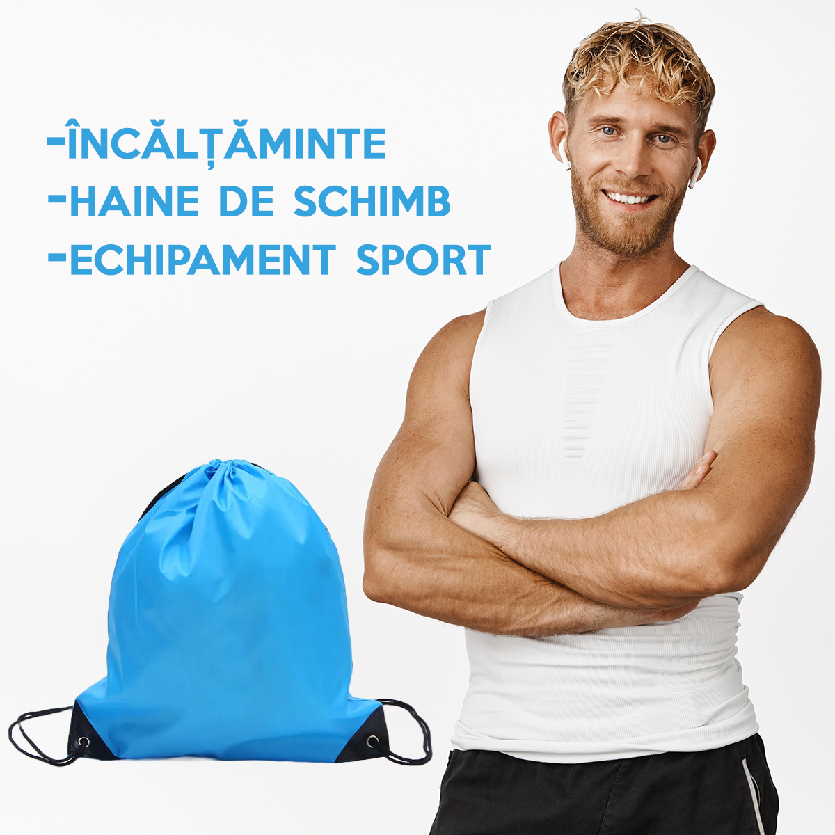 Rucsac rezistent pentru Incaltaminte de Sport, Haine de Schimb sau Echipament de Fitness, 42x34cm, Poliester, PriStyle®,