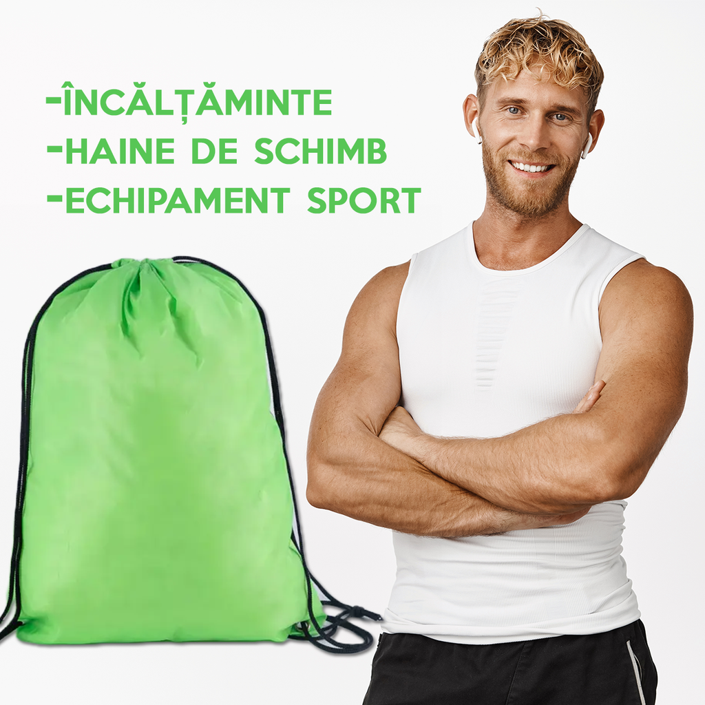 Rucsac pentru echipament de fitness, pentru incaltaminte de sport sau haine de schimb, 42x34cm, Poliester, PriStyle - 65