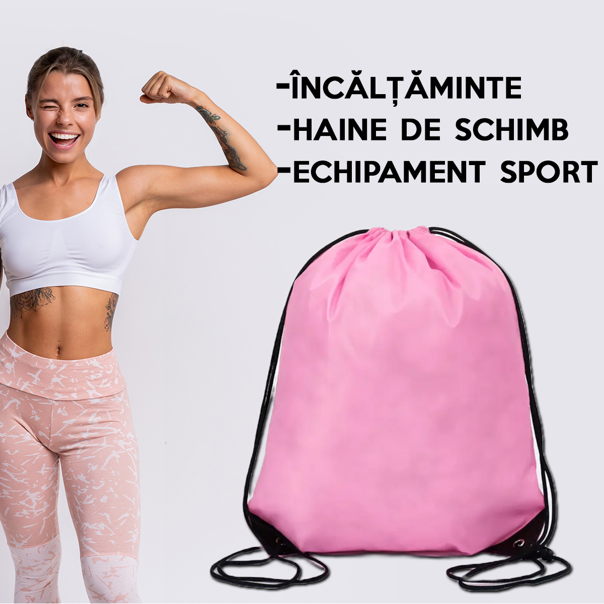 Rucsac usor si incapator pentru echipament de fitness, incaltaminte de sport sau haine de schimb, 42x34cm, Poliester, Pr