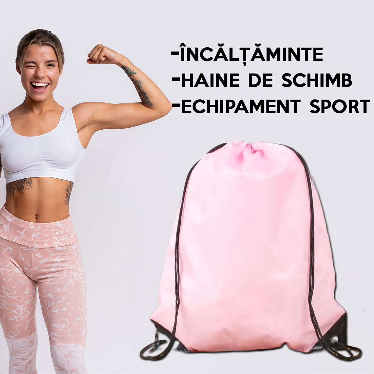 Rucsac pentru echipament de fitness, pentru incaltaminte de sport sau haine de schimb, 42x34cm, Poliester, PriStyle - 65