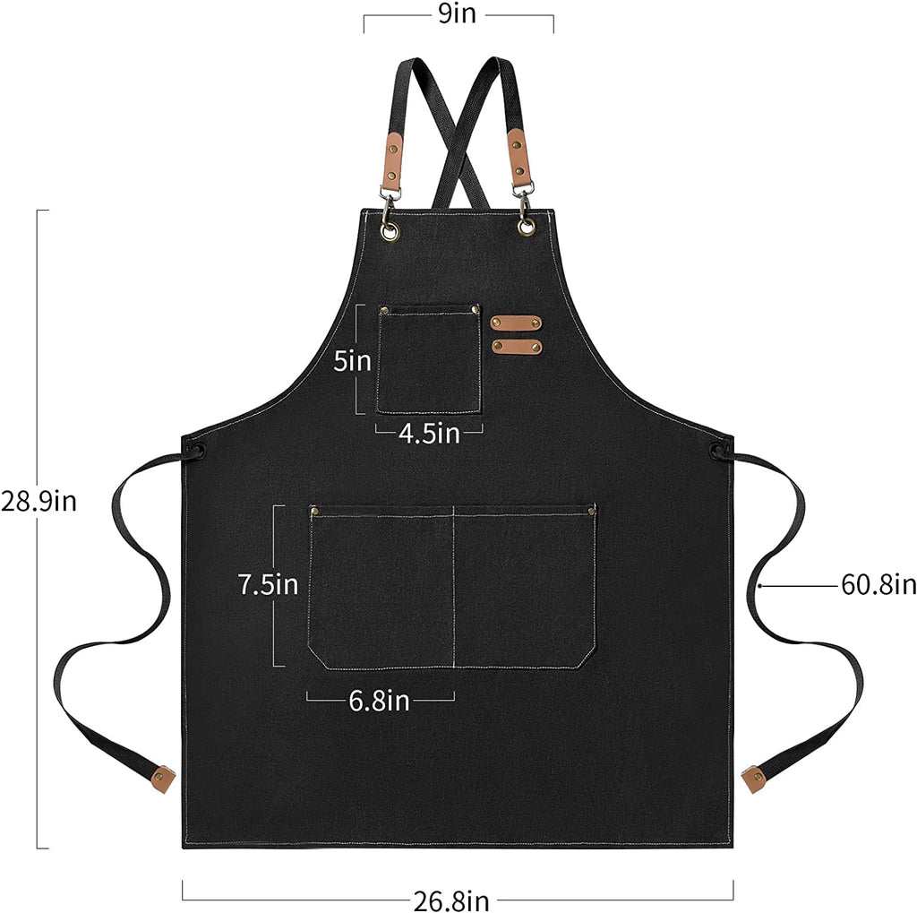 Sort de bucatarie, negru, material panza, cu buzunar