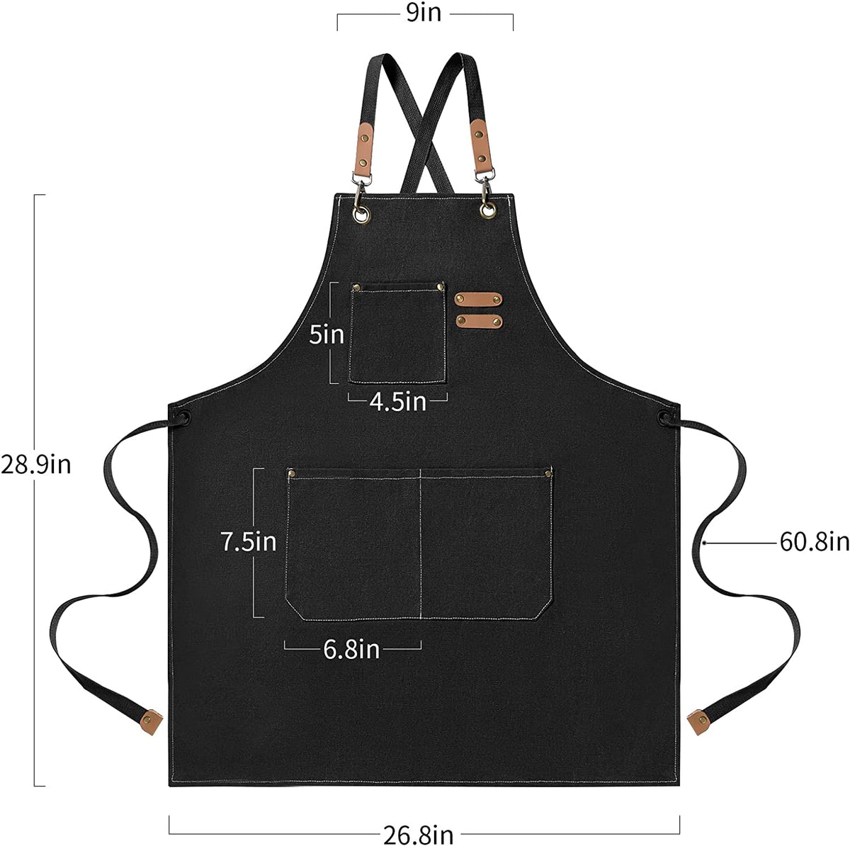 Sort de bucatarie, negru, material panza, cu buzunar