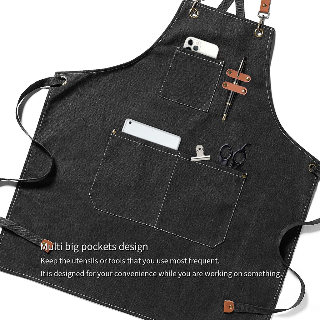Sort de bucatarie, negru, material panza, cu buzunar