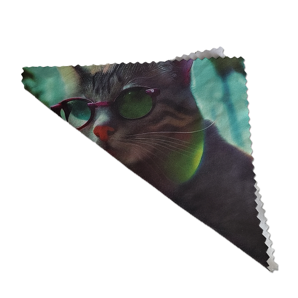 Set 4 Lavete pentru Ochelari de Sticla si Plastic, Lentile Contact si Telefon, cu Imprimeu Pisica Cocheta Cu Ochelari, P