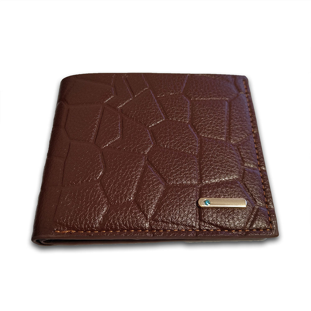 Portofel pentru barbati din piele ecologica, tip Slim, Elegant si Practic, Maro, PriStyle®