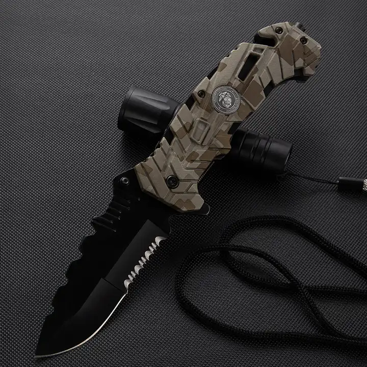 Cutit Pliabil Heavy Duty, tip Briceag, Army Style, pentru Camping Vanatoare Supravietuire si Bushcraft, HRC 58, Lama de 