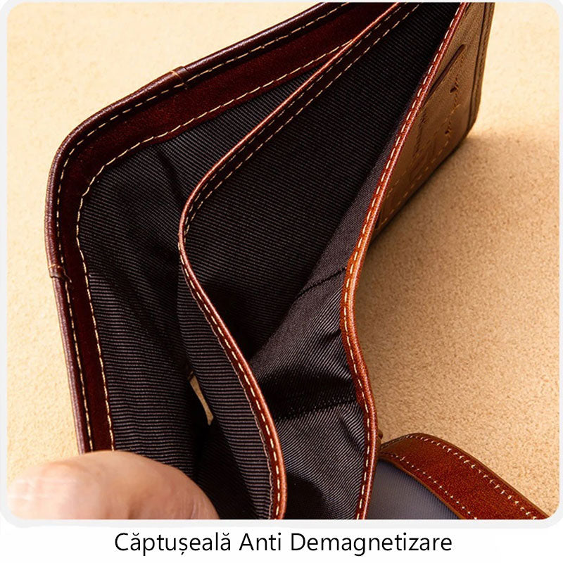 Portofel pentru Barbati din Piele Naturala de Calitate Superioara, Elegant si Durabil, cu Protectie RFID, Maro, PriStyle