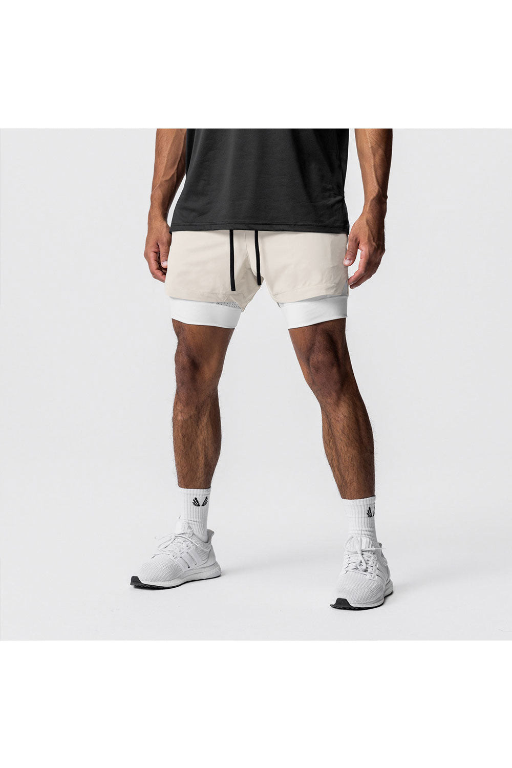 Pantaloni Scurti in Doua Straturi, Elastici si Respirabili, pentru Sala, Fitness sau Sport, Cu 3 Buzunare, Loc de Telefo