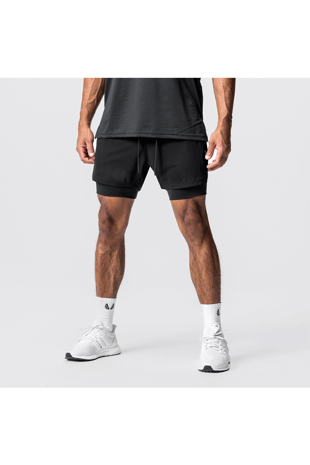 Pantaloni Scurti in Doua Straturi, Elastici si Respirabili, pentru Sala, Fitness sau Sport, Cu 3 Buzunare, Loc de Telefo