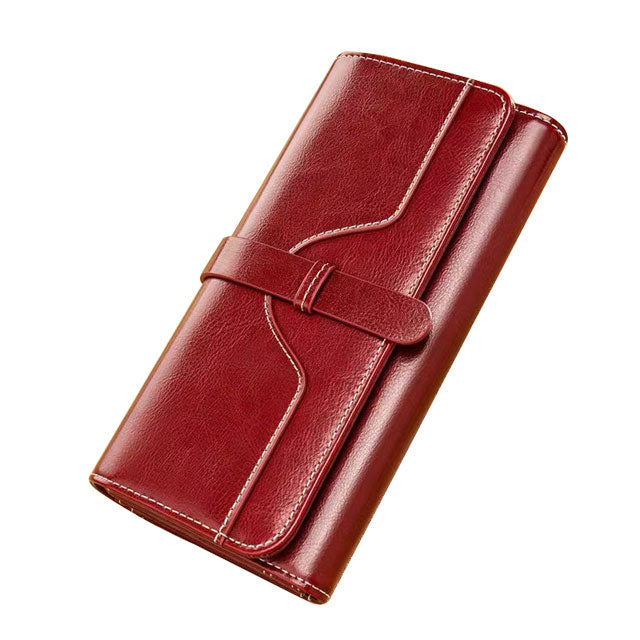 Portofel dama, piele naturala, RFID, 19x10.6x3cm, rosu