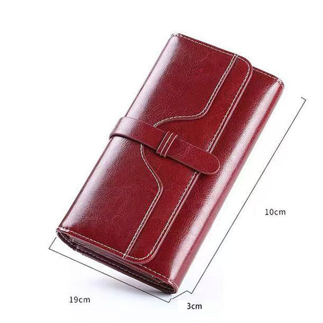 Portofel dama, piele naturala, RFID, 19x10.6x3cm, rosu