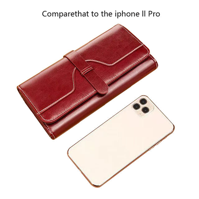 Portofel dama, piele naturala, RFID, 19x10.6x3cm, rosu