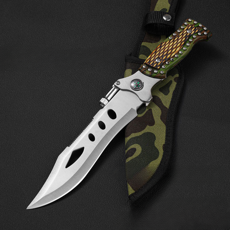 Cutit Cu Teaca, Perfect pentru Camping, Supravietuire sau Bushcraft, 29 cm, Camuflaj, PriStyle®
