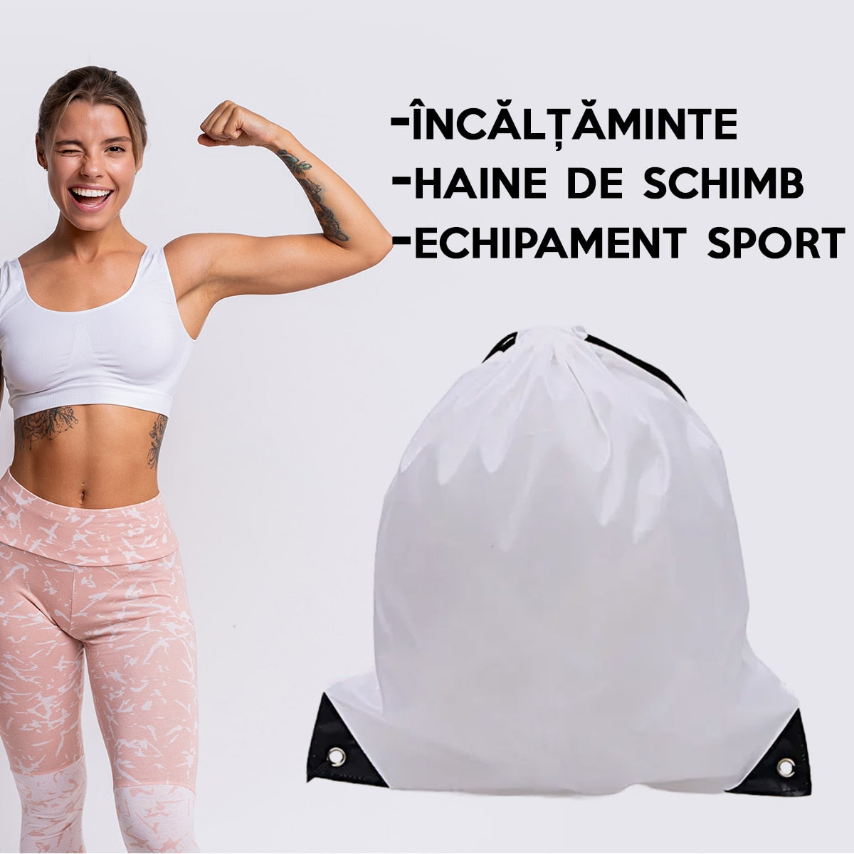 Rucsac pentru echipament de fitness, pentru incaltaminte de sport sau haine de schimb, 42x34cm, Poliester, PriStyle - 65