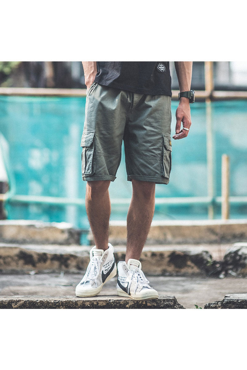 Pantaloni Scurti tip Trei Sferturi pentru Barbati, stil Relaxat, cu 6 Buzunare Largi