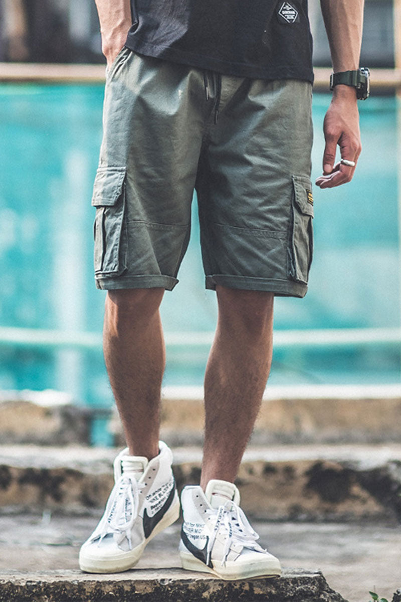 Pantaloni Scurti tip Trei Sferturi pentru Barbati, stil Relaxat, cu 6 Buzunare Largi